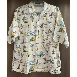 Vintage Heet Hawaiian Shirt Men’s Medium Surf Character Shirt